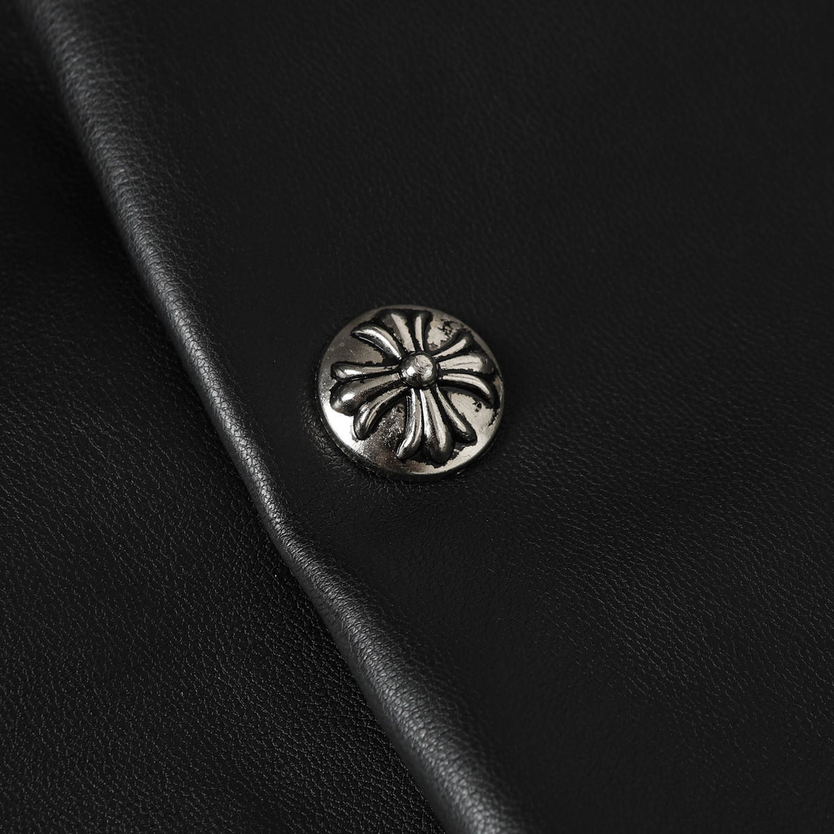 Chaqueta Chrome Hearts * / Hardware cruz cuero Snap-Button chaqueta CALIDAD ORIGINAL