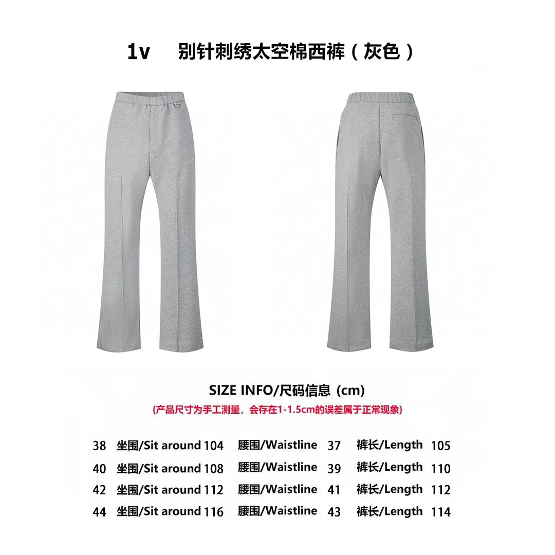 Pantalón Louis Vuitton 1v bordado Space Cotton Trousers con Safety Pin CALIDAD ORIGINAL