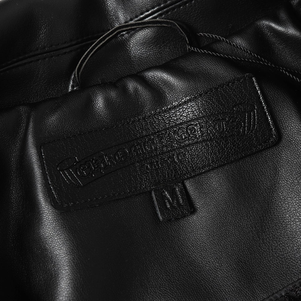 Chaqueta Chrome Hearts * / Hardware cruz cuero Snap-Button chaqueta CALIDAD ORIGINAL
