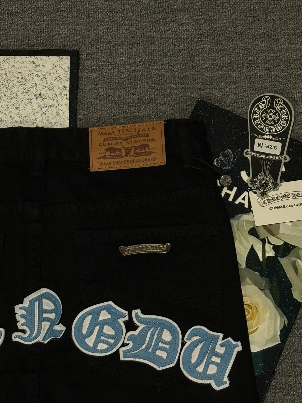 Pantalón Chrome Hearts & CH City edición limitada sánscrito cruz Appliqué patchwork jeans - Estilo C CALIDAD ORIGINAL