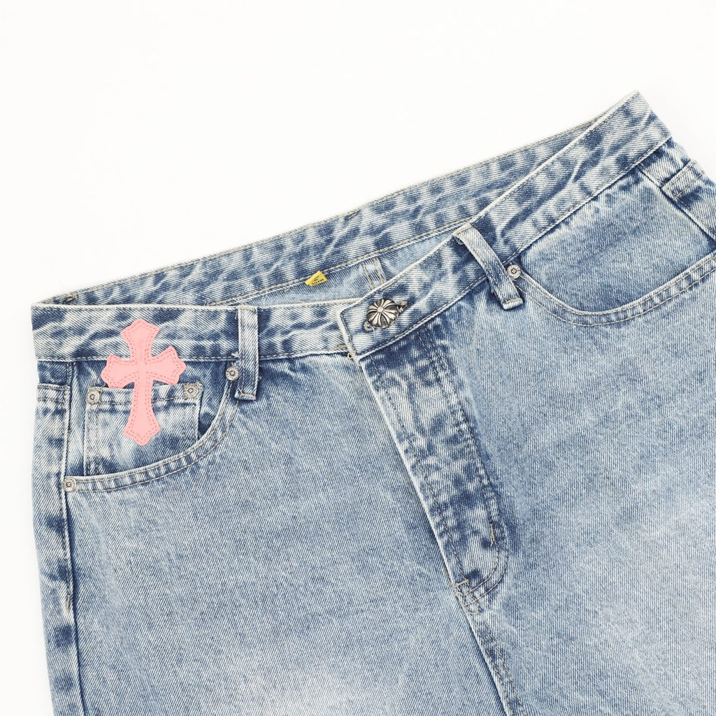 Pantalón Chrome Hearts x GALLERY DPET colaboración patchwork de cuero y pelo de caballo acampanado estilo urbano CALIDAD ORIGINAL