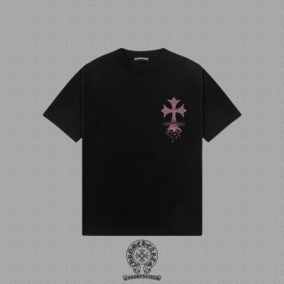 Polera Chrome Hearts 2026FW manga corta polera con estampado de logo, High-End 26s Double Yarn 300g Fabric - Estilo C CALIDAD ORIGINAL