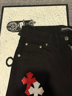 Pantalón Chrome Hearts & CH City edición limitada sánscrito cruz Appliqué patchwork jeans - Estilo B CALIDAD ORIGINAL