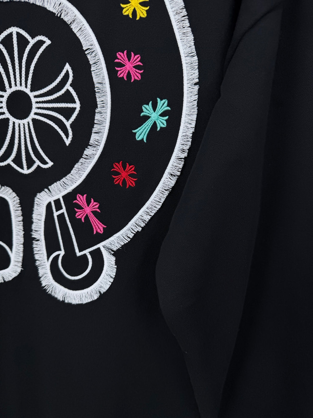 Sudadera Chrome Hearts 2026 nuevo bordado herradura colorido sánscrito logo Washed y desgastado para pareja con capucha - Estilo B CALIDAD ORIGINAL