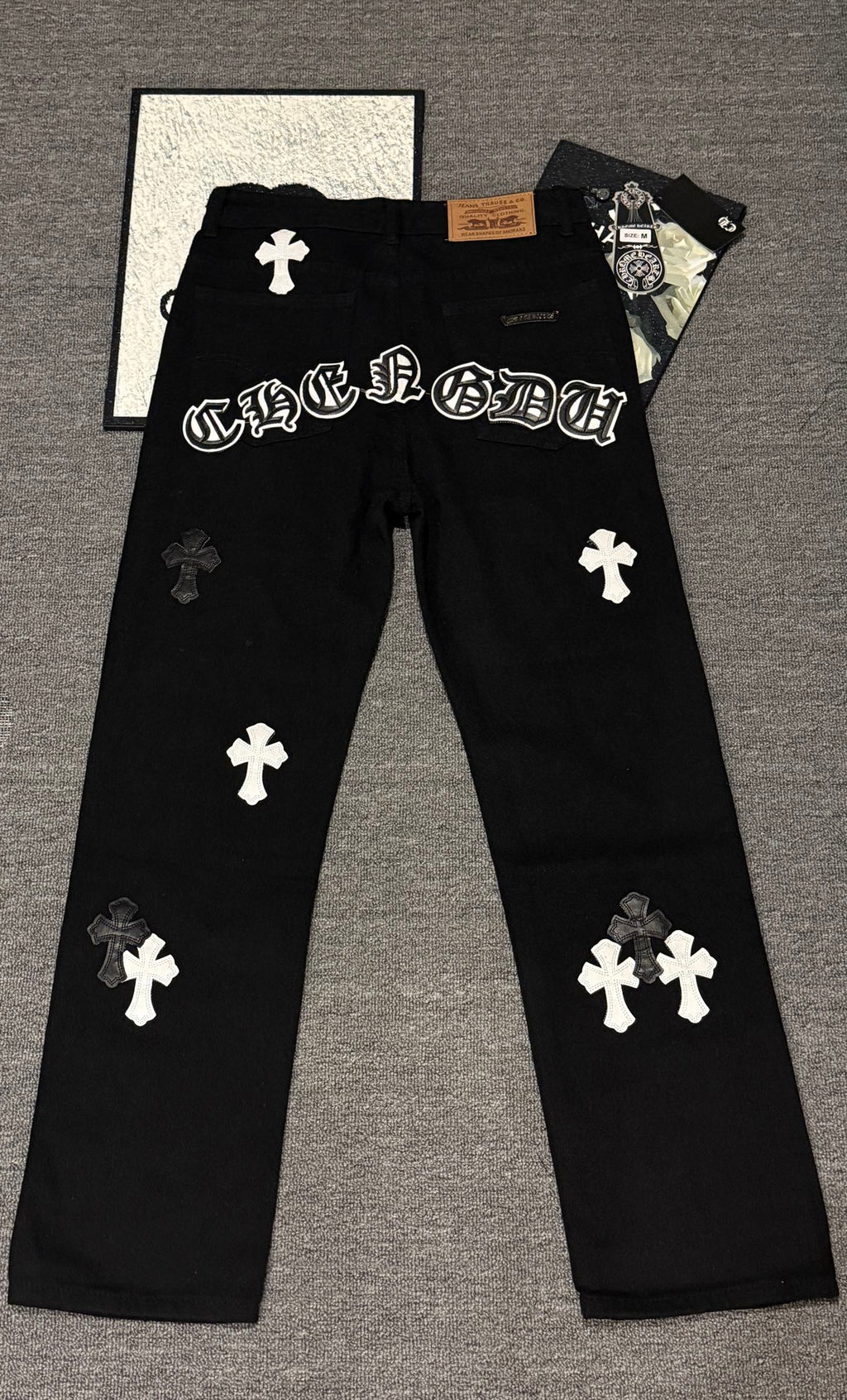 Pantalón Chrome Hearts & CH City edición limitada sánscrito cruz Appliqué patchwork jeans CALIDAD ORIGINAL