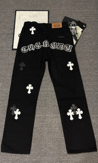 Pantalón Chrome Hearts & CH City edición limitada sánscrito cruz Appliqué patchwork jeans CALIDAD ORIGINAL