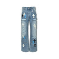 Pantalón Chrome Hearts cuero cruz con estampado de cargo jeans - Estilo D CALIDAD ORIGINAL