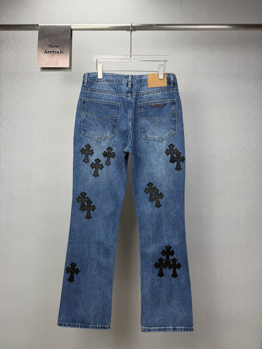 Pantalón Chrome Hearts 2026 nuevo azul pantalón con negro cruz patchwork cuero, para pareja CALIDAD ORIGINAL