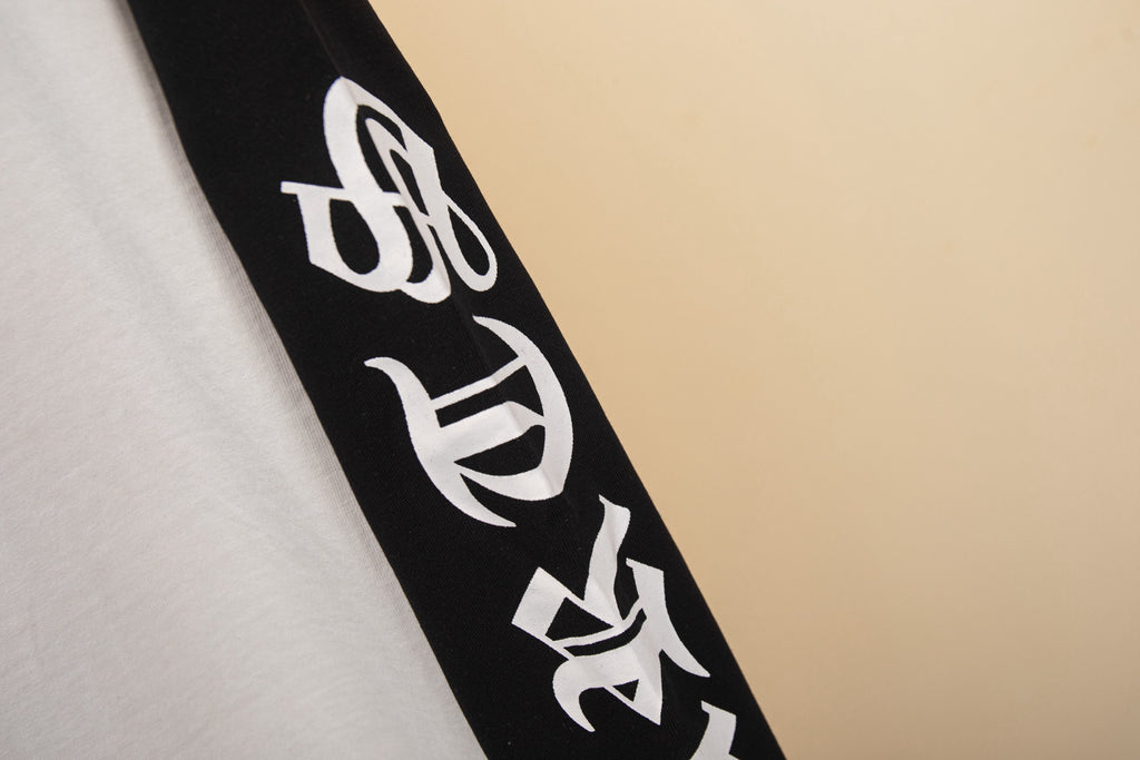 Polera Manga Larga Chrome Hearts negro y blanco Raglan herradura con letras estampado manga larga polera CALIDAD ORIGINAL