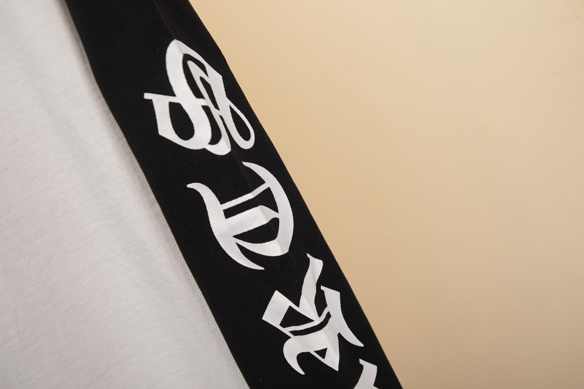 Polera Manga Larga Chrome Hearts negro y blanco Raglan herradura con letras estampado manga larga polera CALIDAD ORIGINAL