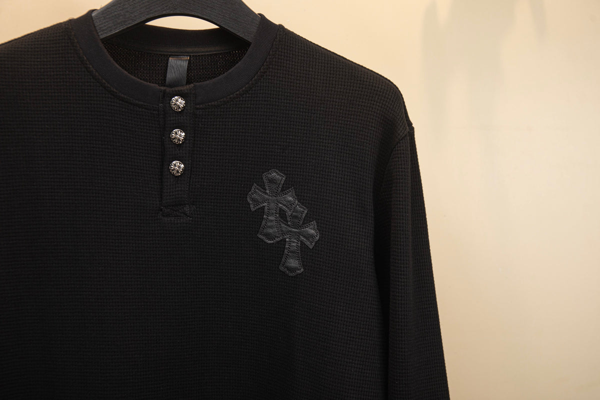 Polera Manga Larga Chrome Hearts Croy Hearts cuero Label cruz Henry Collar waffle Gown manga larga polera CALIDAD ORIGINAL