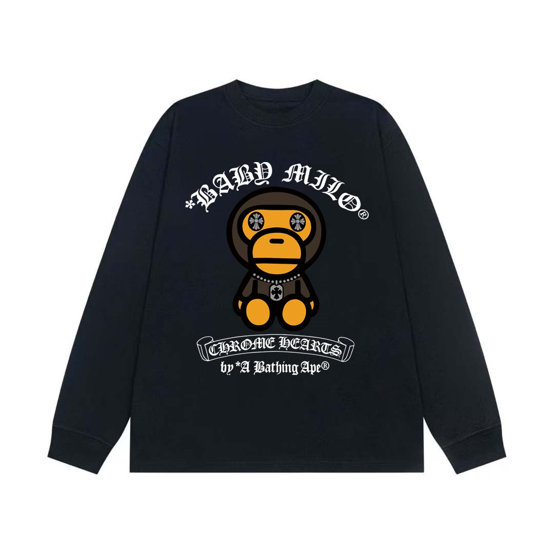 Polera Manga Larga Chrome Hearts 003005 Bape Milo Monkey colaboración estampado cuello redondo manga larga CALIDAD ORIGINAL