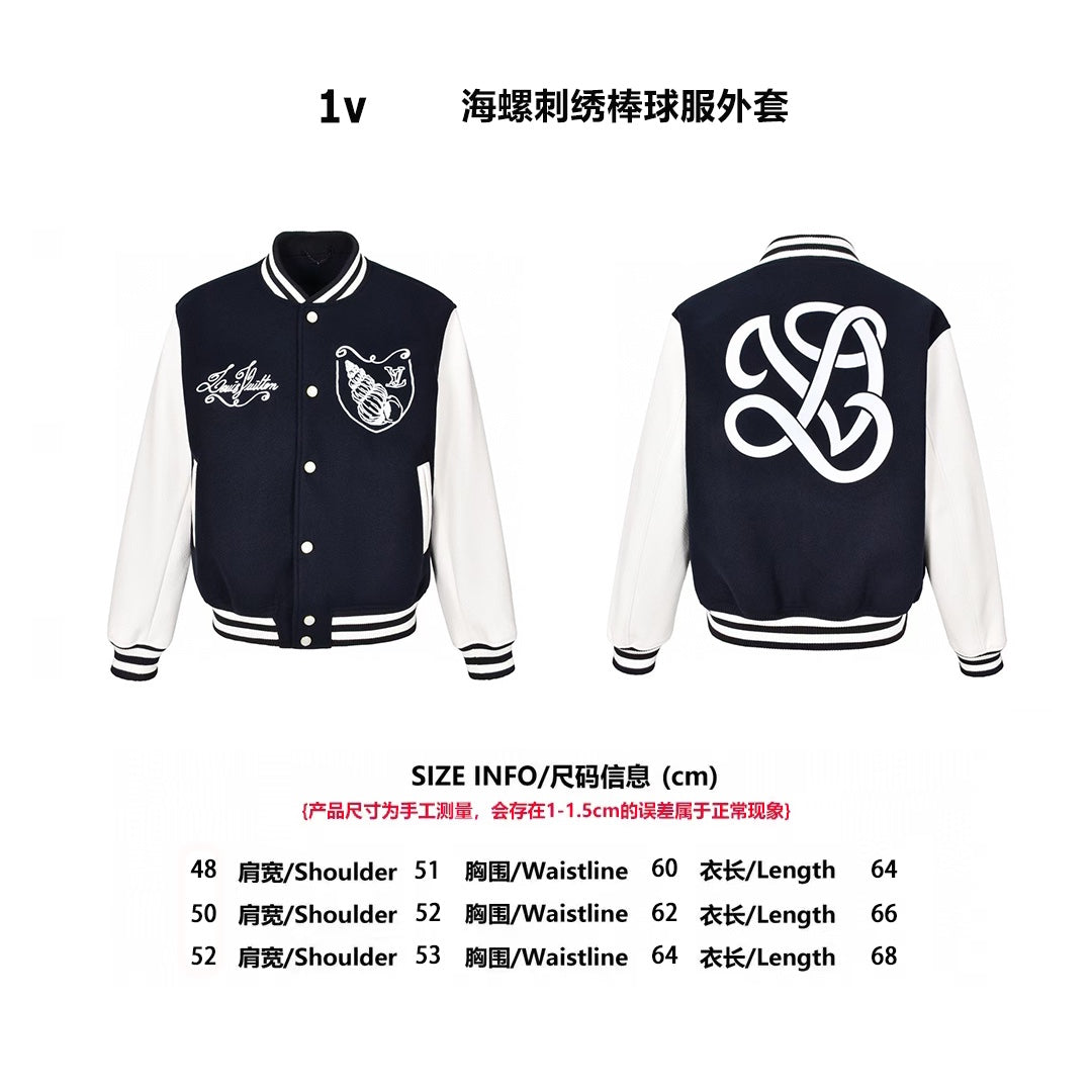 Chaqueta Louis Vuitton 1v Conch bordado Baseball chaqueta CALIDAD ORIGINAL