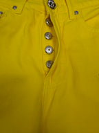 Pantalón Chrome Hearts 2026 nuevo amarillo pantalón con blanco cruz patchwork cuero, para pareja CALIDAD ORIGINAL
