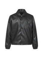 Chaqueta Chrome Hearts * / Hardware cruz cuero Snap-Button chaqueta CALIDAD ORIGINAL