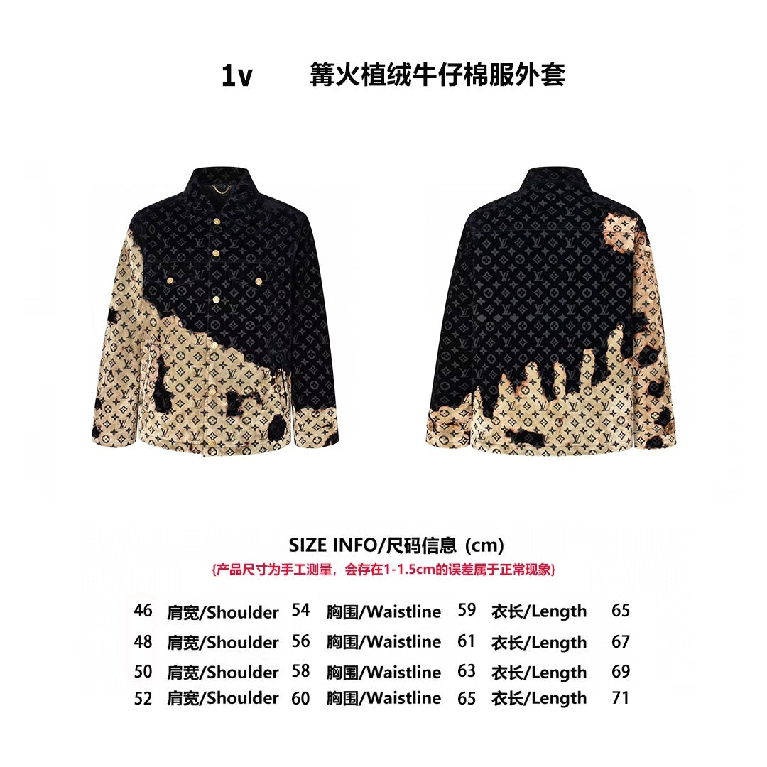 Chaqueta Louis Vuitton 1v Campfire Flocked denim Cotton chaqueta CALIDAD ORIGINAL