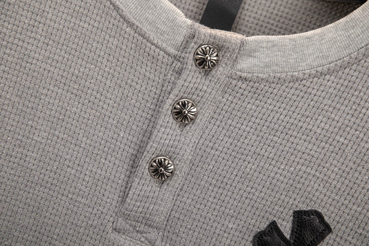 Polera Manga Larga Chrome Hearts Croy Hearts cuero Label cruz Henry Collar waffle Gown manga larga polera - Estilo B CALIDAD ORIGINAL
