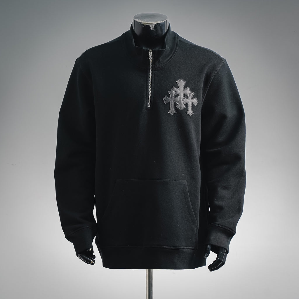 Sudadera Chrome Hearts cruz media cremallera patchwork cuello alto CALIDAD ORIGINAL