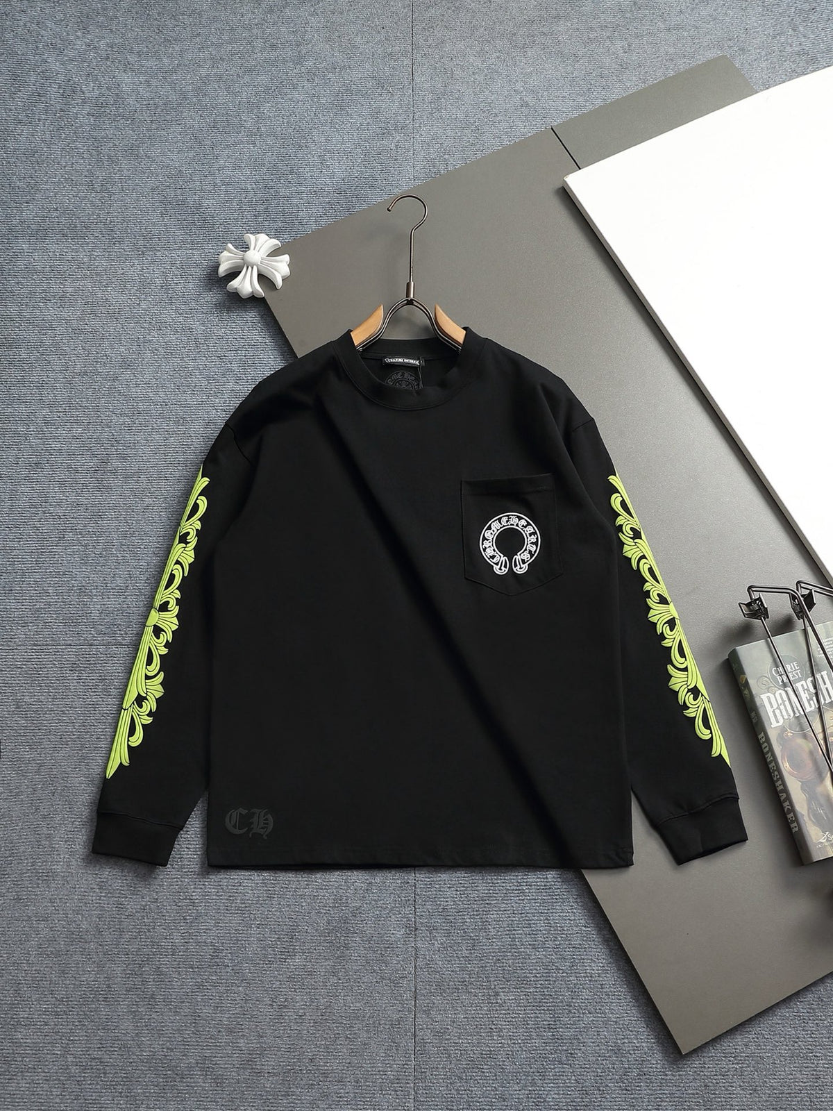 Prenda Chrome Hearts cruz y herradura estampado de logo cuello redondo manga larga - Estilo D CALIDAD ORIGINAL