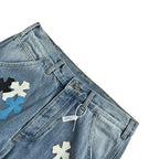 Pantalón Chrome Hearts cuero cruz con estampado de cargo jeans - Estilo D CALIDAD ORIGINAL