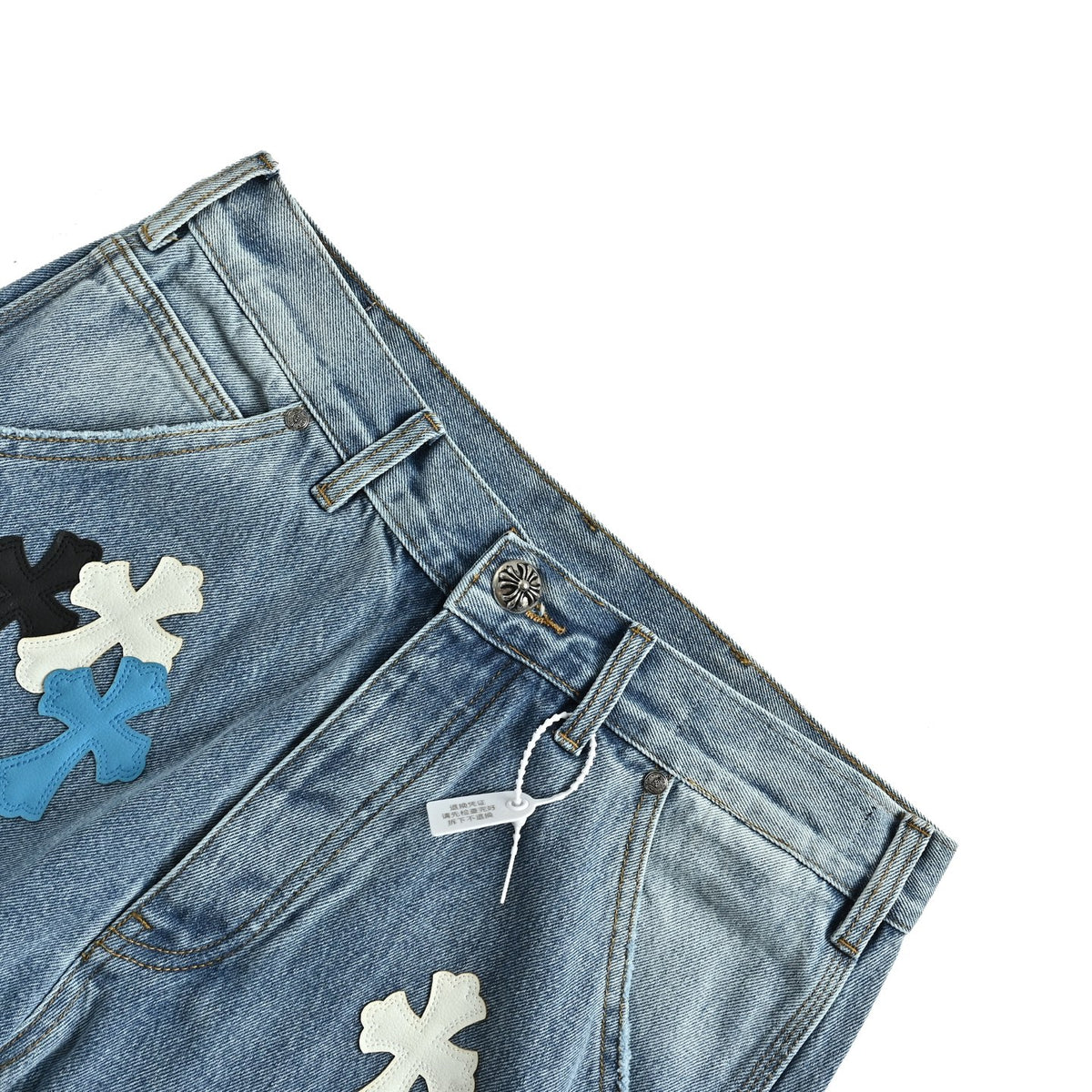 Pantalón Chrome Hearts cuero cruz con estampado de cargo jeans - Estilo D CALIDAD ORIGINAL
