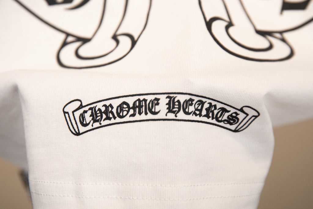 Polera Manga Larga Chrome Hearts negro y blanco Raglan herradura con letras estampado manga larga polera CALIDAD ORIGINAL
