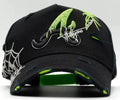 Gorra Camaleón verde neón con telaraña