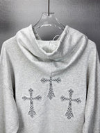 Sudadera Chrome Hearts 2026 nuevo bordado cruz logo Washed y desgastado para pareja con capucha - Estilo C CALIDAD ORIGINAL