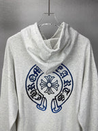 Sudadera Chrome Hearts 2026 nuevo degradé Toothbrush bordado herradura logo Washed y desgastado para pareja con capucha CALIDAD ORIGINAL