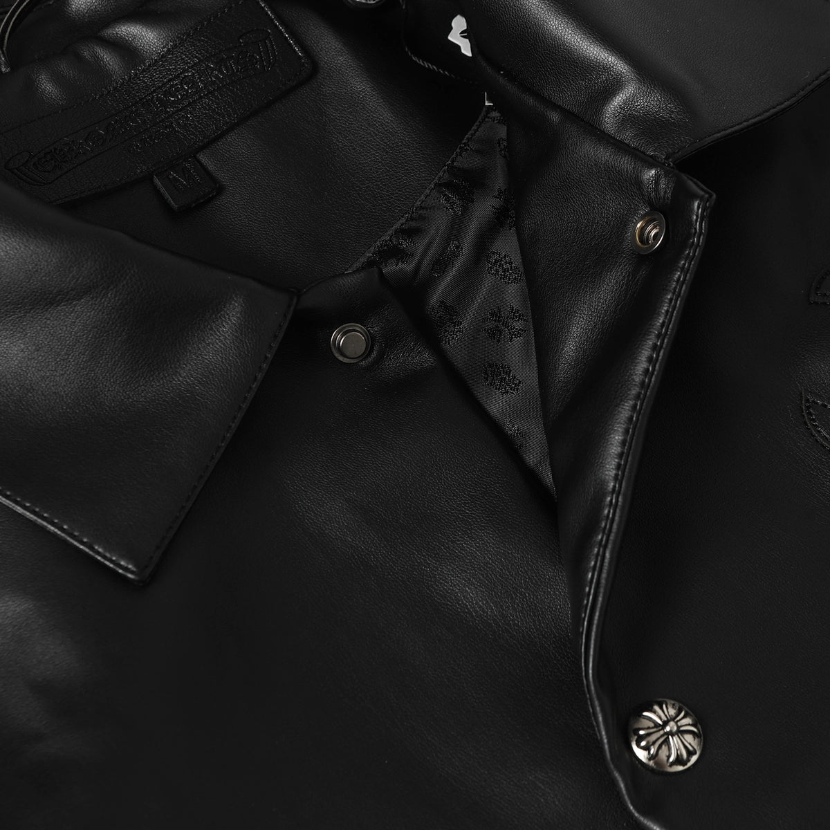 Chaqueta Chrome Hearts * / Hardware cruz cuero Snap-Button chaqueta CALIDAD ORIGINAL