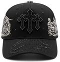 Gorra Cruz ornamentada con figuras de santos