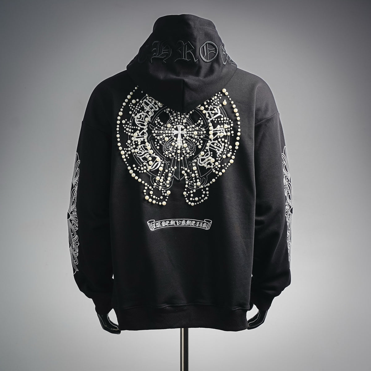 Sudadera Chrome Hearts 26SS perla cruz bordado con capucha CALIDAD ORIGINAL
