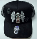 Gorra Alas de ángel con Virgen/santo y dije