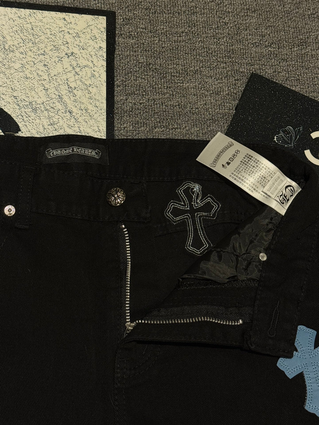 Pantalón Chrome Hearts & CH City edición limitada sánscrito cruz Appliqué patchwork jeans - Estilo C CALIDAD ORIGINAL