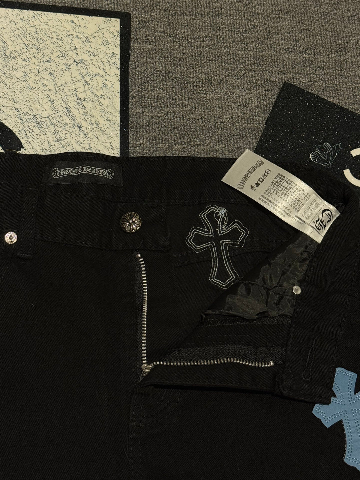 Pantalón Chrome Hearts & CH City edición limitada sánscrito cruz Appliqué patchwork jeans - Estilo C CALIDAD ORIGINAL