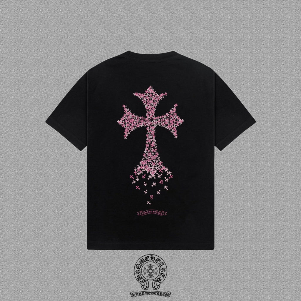 Polera Chrome Hearts 2026FW manga corta polera con estampado de logo, High-End 26s Double Yarn 300g Fabric - Estilo C CALIDAD ORIGINAL