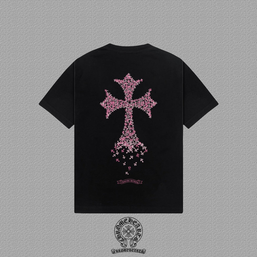 Polera Chrome Hearts 2026FW manga corta polera con estampado de logo, High-End 26s Double Yarn 300g Fabric - Estilo C CALIDAD ORIGINAL