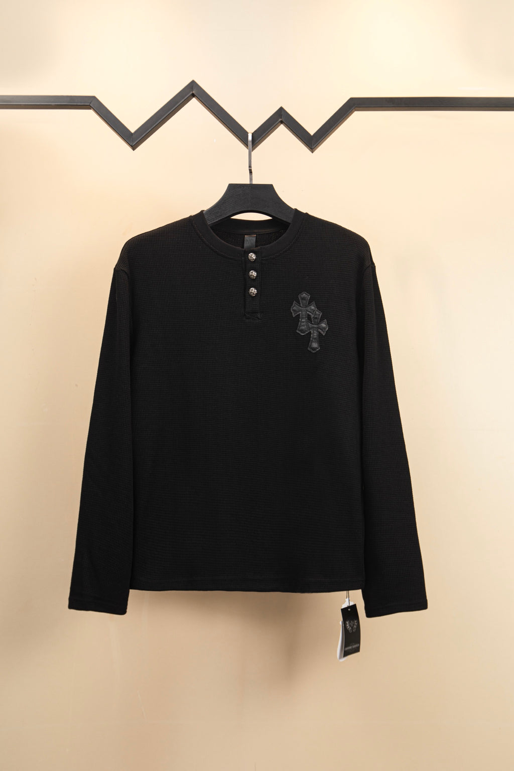 Polera Manga Larga Chrome Hearts Croy Hearts cuero Label cruz Henry Collar waffle Gown manga larga polera CALIDAD ORIGINAL