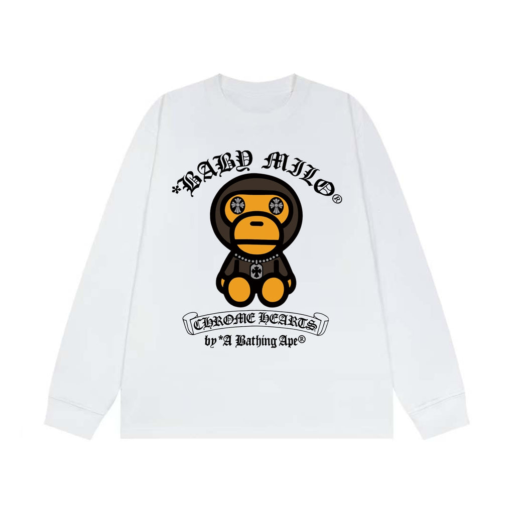 Polera Manga Larga Chrome Hearts 003005 Bape Milo Monkey colaboración estampado cuello redondo manga larga CALIDAD ORIGINAL
