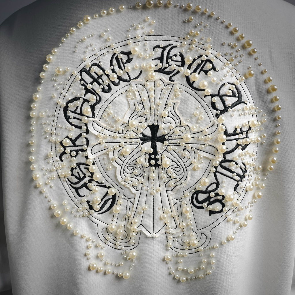 Sudadera Chrome Hearts 26SS perla cruz bordado con capucha - Estilo B CALIDAD ORIGINAL