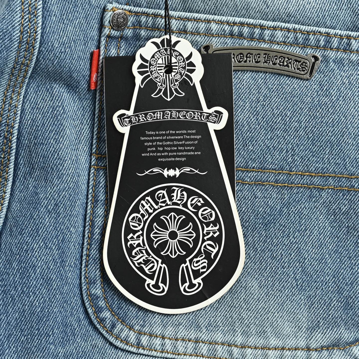 Pantalón Chrome Hearts cuero cruz con estampado de cargo jeans - Estilo D CALIDAD ORIGINAL