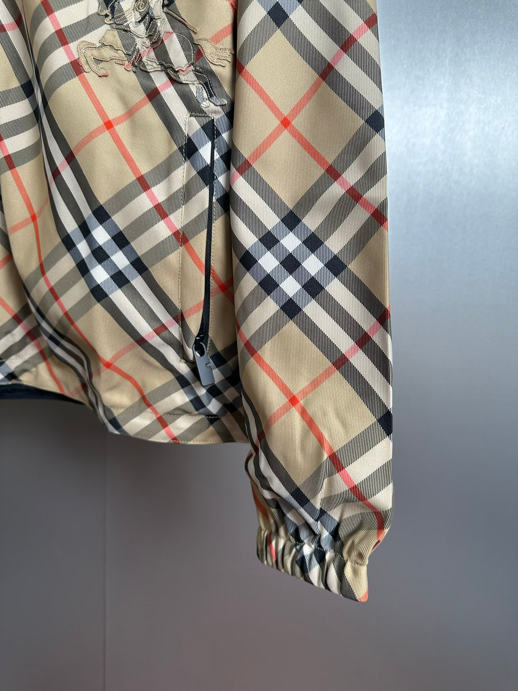 Chaqueta Burberry khaki a cuadros ecuestre bordado reversible chaqueta con capucha abrigo CALIDAD ORIGINAL