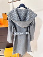 Chaqueta Louis Vuitton estilo cruzado con capucha long cashmere y lana abrigo con floral CALIDAD ORIGINAL