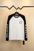 Polera Manga Larga Chrome Hearts negro y blanco Raglan herradura con letras estampado manga larga polera CALIDAD ORIGINAL