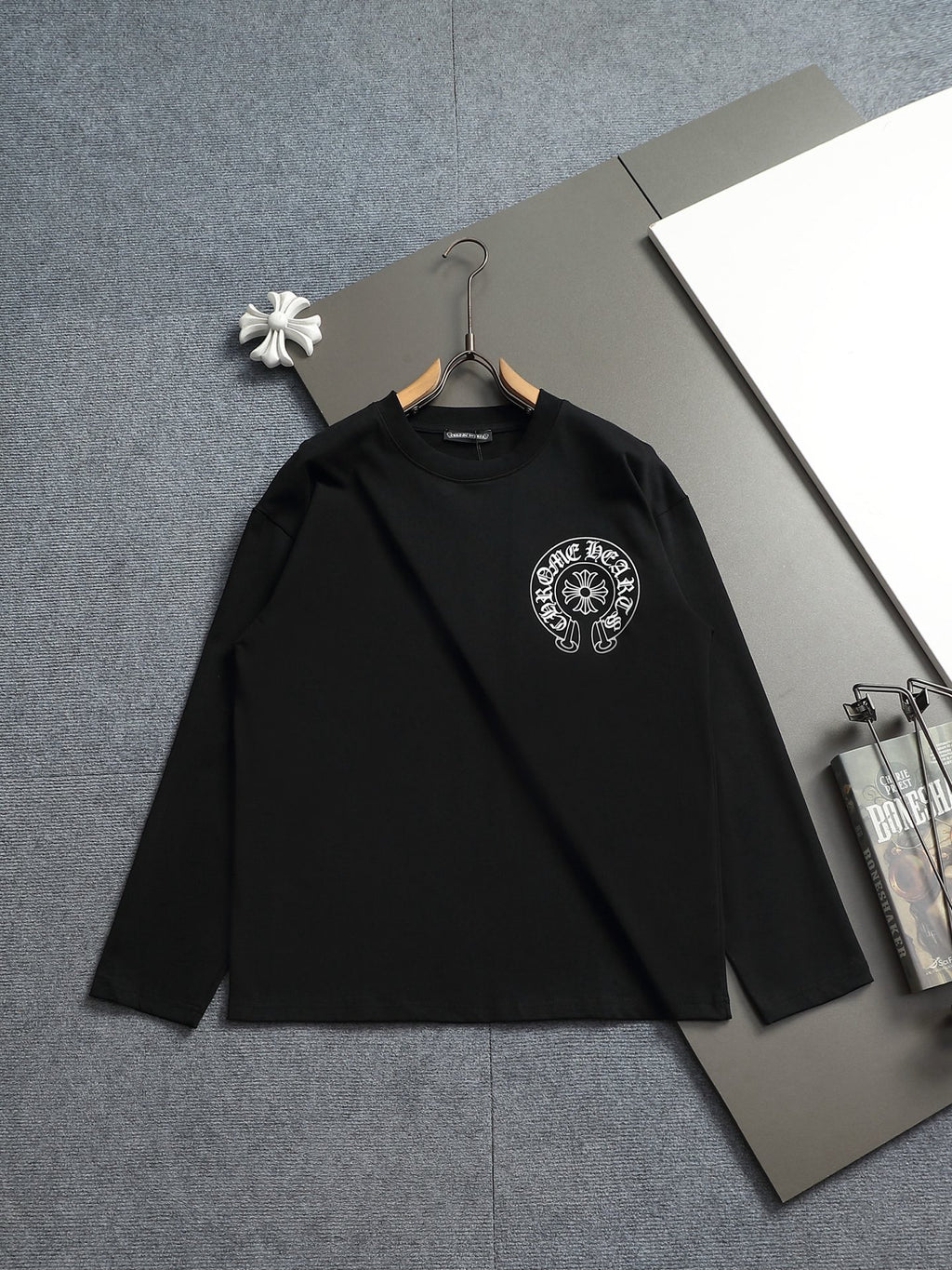 Prenda Chrome Hearts cruz y herradura estampado de logo cuello redondo manga larga - Estilo F CALIDAD ORIGINAL