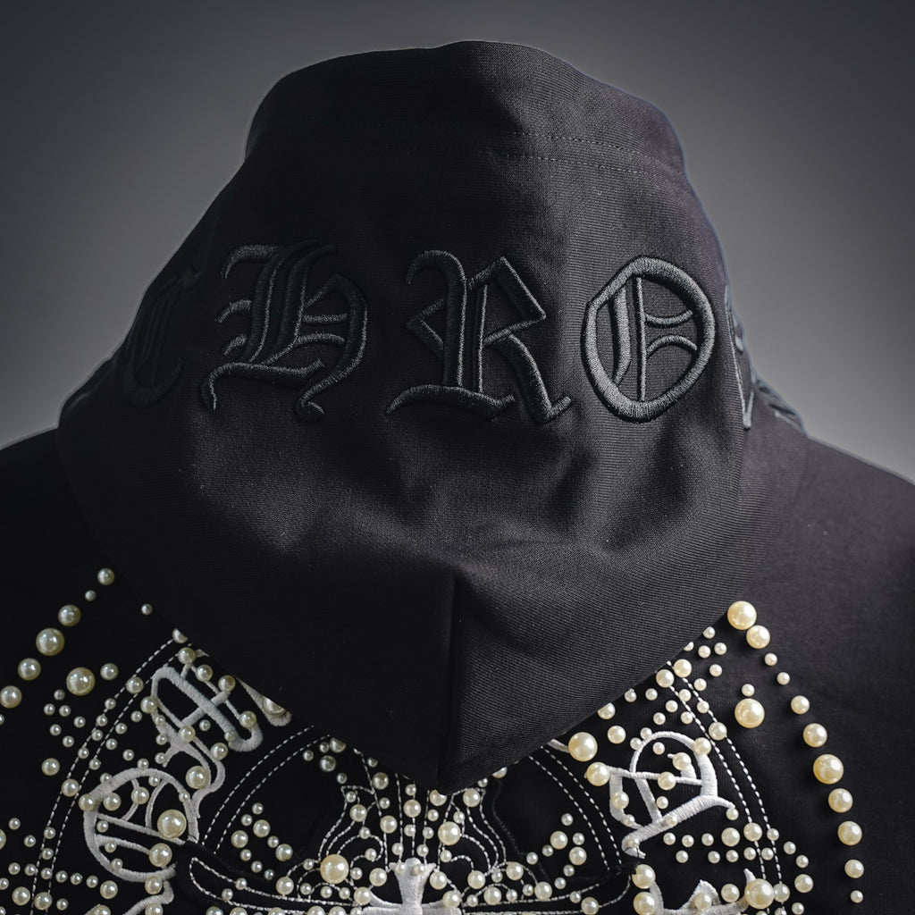 Sudadera Chrome Hearts 26SS perla cruz bordado con capucha CALIDAD ORIGINAL
