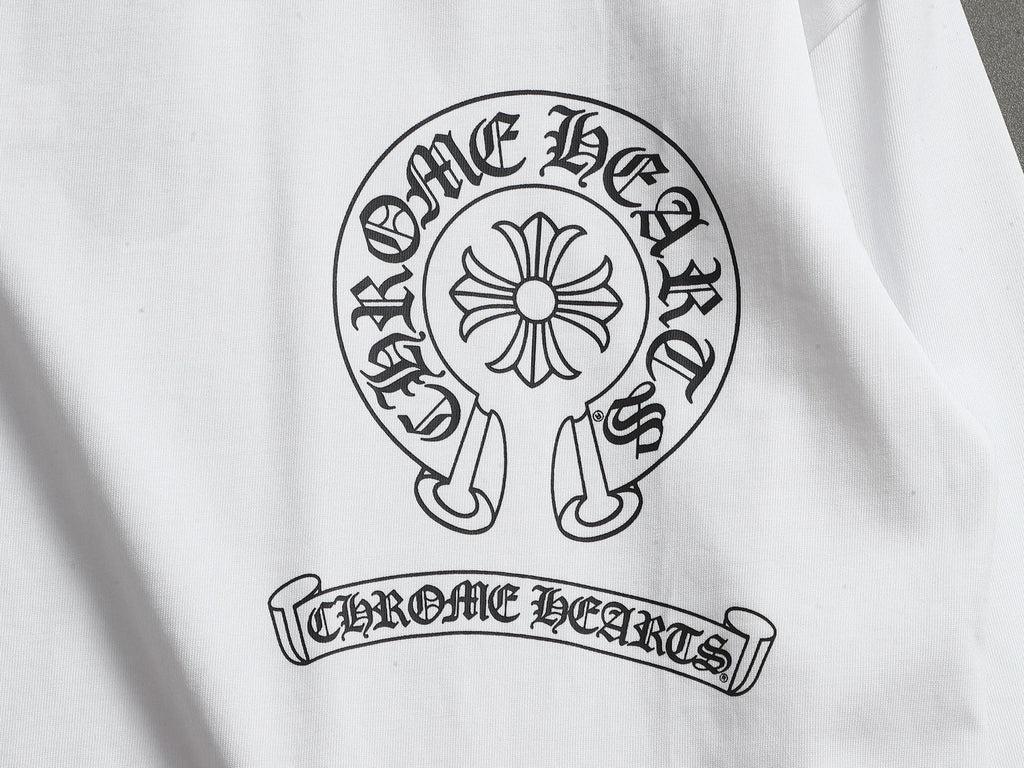 Prenda Chrome Hearts cruz y herradura estampado de logo cuello redondo manga larga CALIDAD ORIGINAL