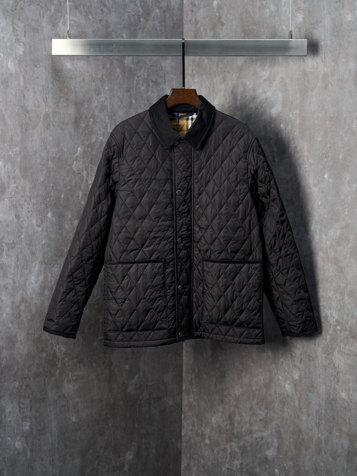 Chaqueta Burberry acolchada Nylon Barn a cuadros con cuello de pana - Estilo B CALIDAD ORIGINAL