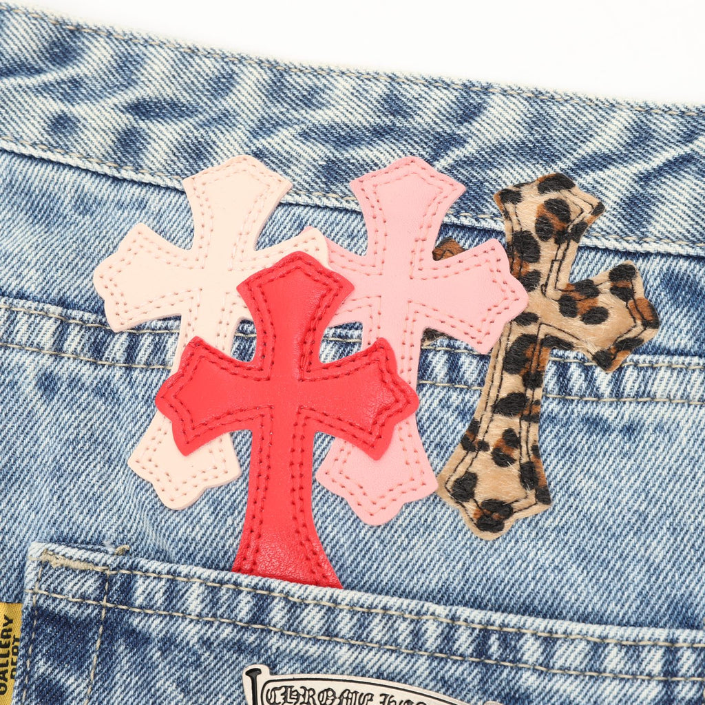Pantalón Chrome Hearts x GALLERY DPET colaboración patchwork de cuero y pelo de caballo acampanado estilo urbano CALIDAD ORIGINAL