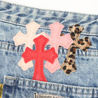 Pantalón Chrome Hearts x GALLERY DPET colaboración patchwork de cuero y pelo de caballo acampanado estilo urbano CALIDAD ORIGINAL